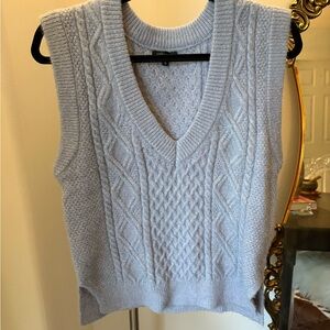 Dynamite Oversized V-Neck Baby Blue Cable Knit Sweater Vest